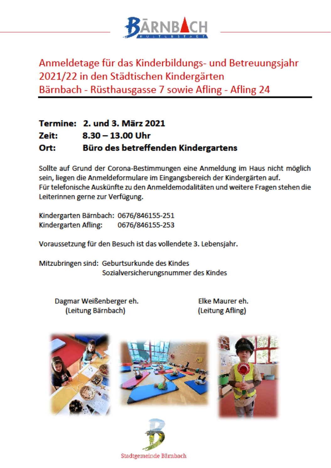 Einschreibung Kindergarten 2021 22